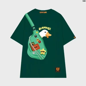 Áo thun tay lỡ HY KOREA Vịt túi xanh unisex